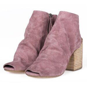 Marsèll Goat Suede Leather Boots Womens 39 8.5 Pink Ankle Zip Italy Block Heel